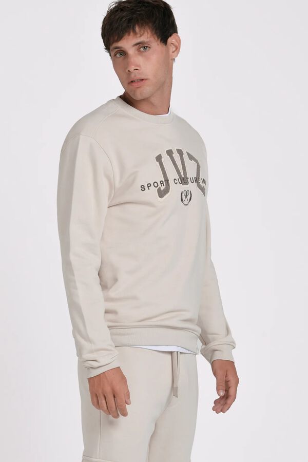 JVZ Sweatshirt de gola redonda com logo bege