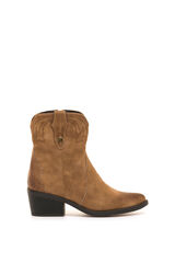 MTNG Botins cowboy com bordados e salto largo estampado