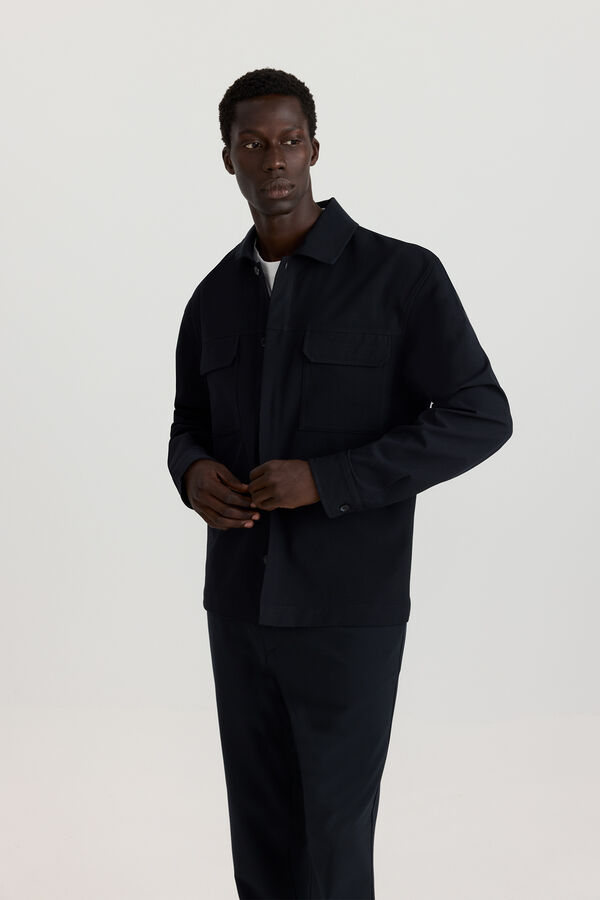 Springfield Fluid fabric overshirt blue