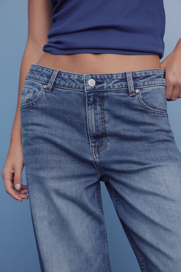 Springfield Calça jeans super larga e confortável azul