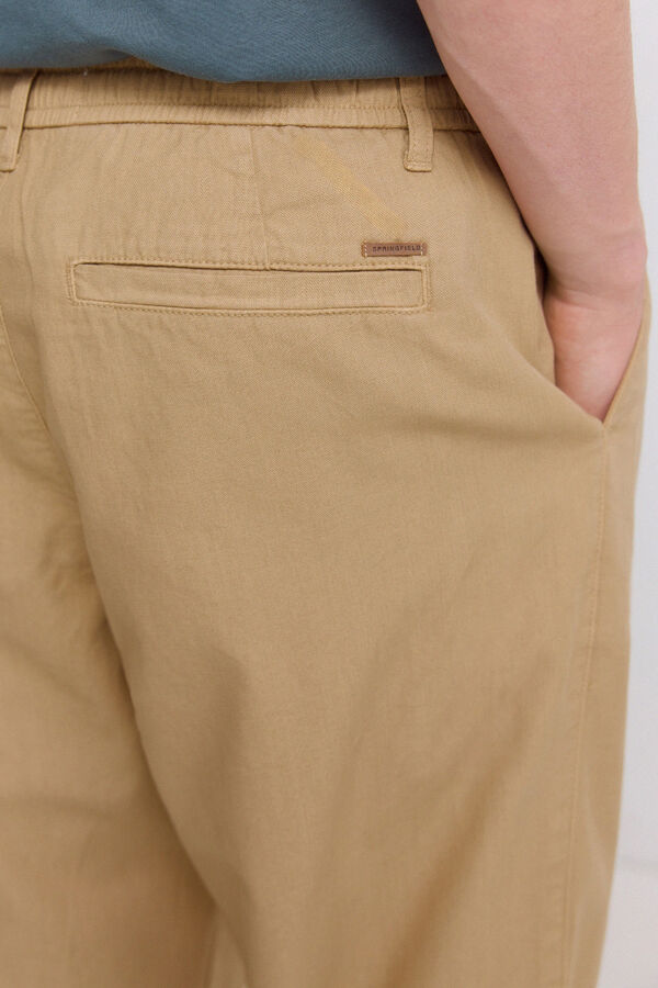 Springfield Cal&ccedil;a leve em linho straight fit bege
