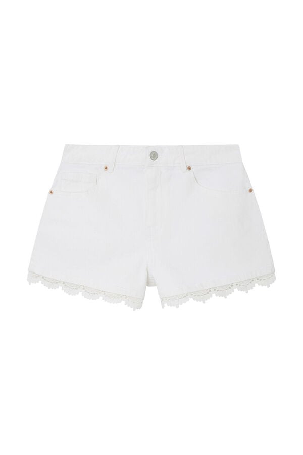 Springfield Denim shorts with lace white