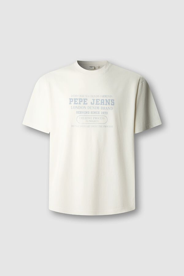 Pepe Jeans T-shirt de manga curta estampada bege