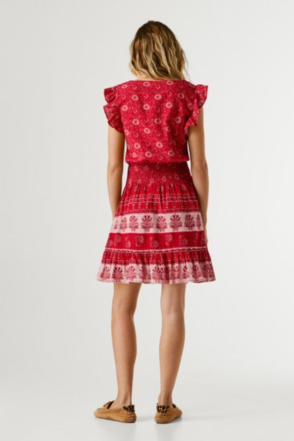 Pepe Jeans Vestido curto manga borboleta vermelho