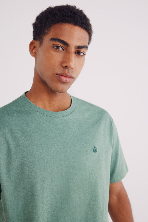 Springfield Camiseta micro listrada tecida verde