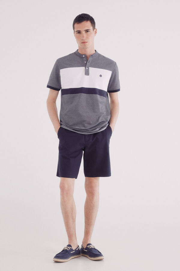 Springfield Polo piqué bloco oxford mao slim fit azul