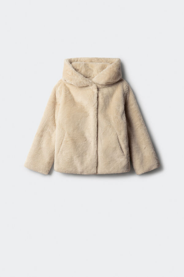 Springfield Kids sobretudo de pele de menina castanho