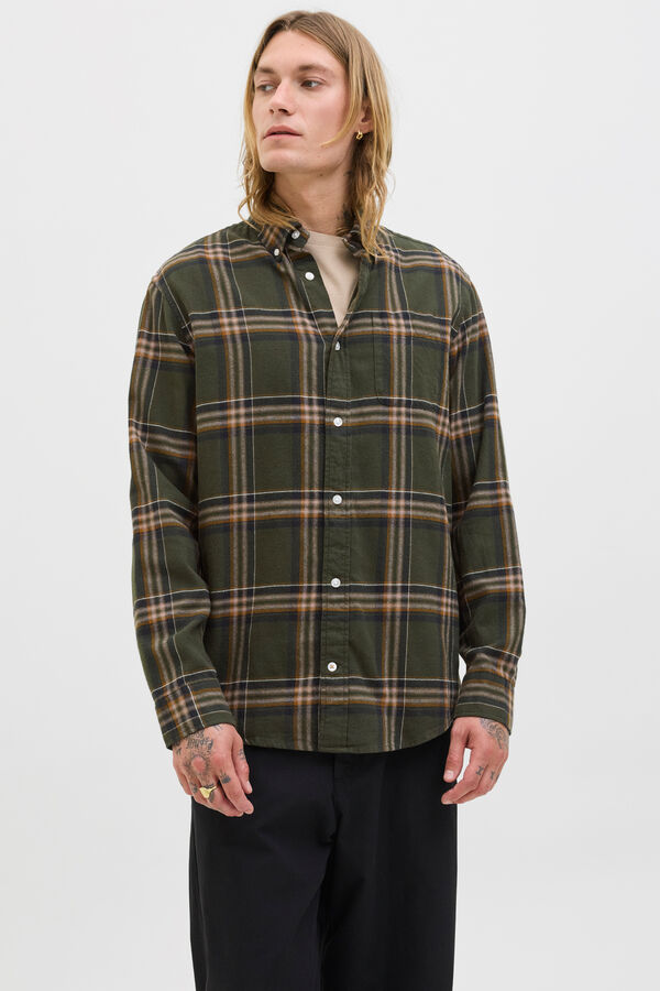 Jack & Jones Camisa xadrez regular fit verde