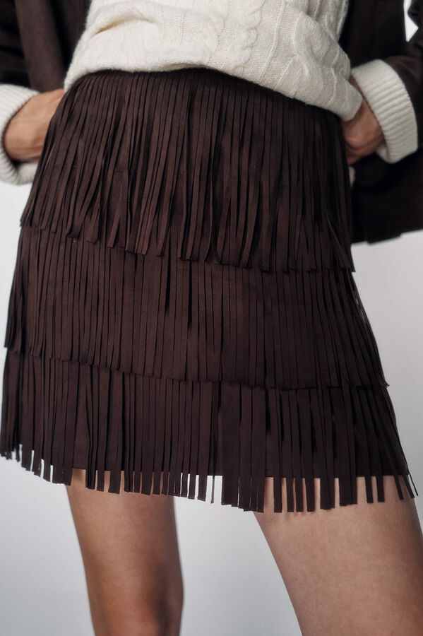 High Spirits saia de veludo castanho