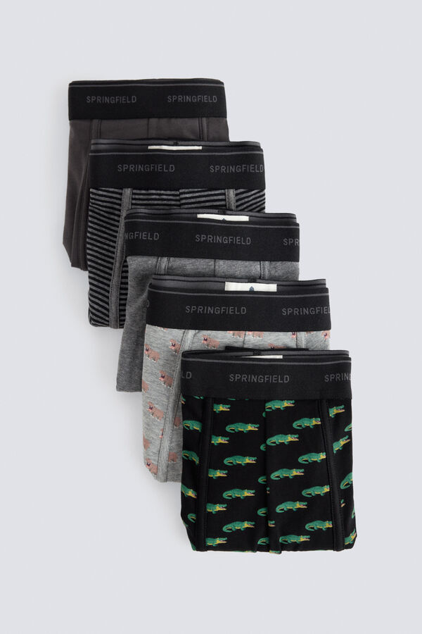 Springfield Pack 5 boxers animais da selva preto