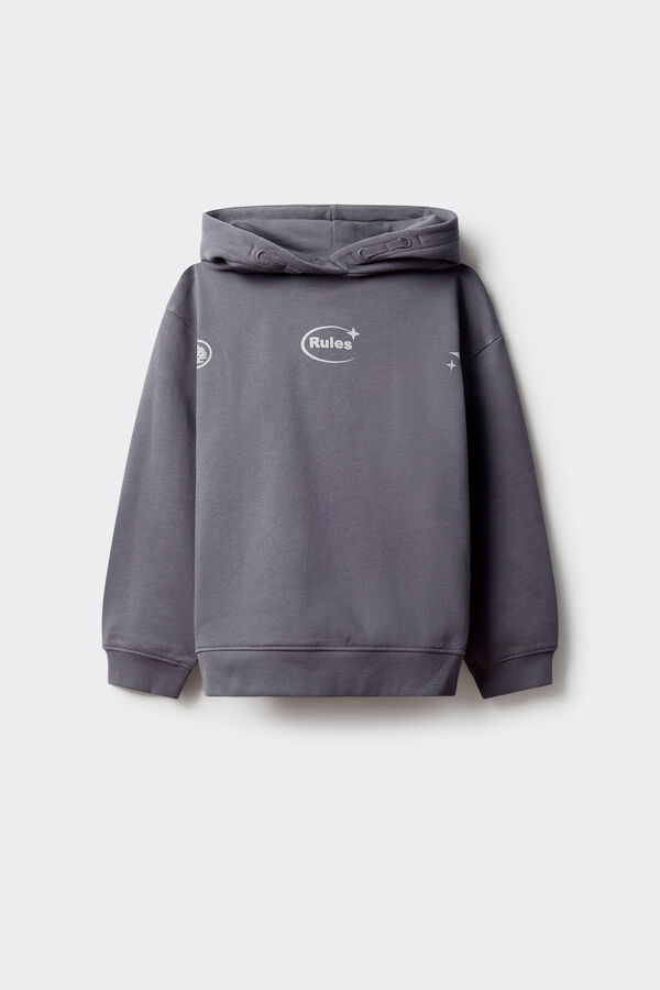 Springfield Kids Sweatshirt "Abrace a bagunça" para capuz cinzento