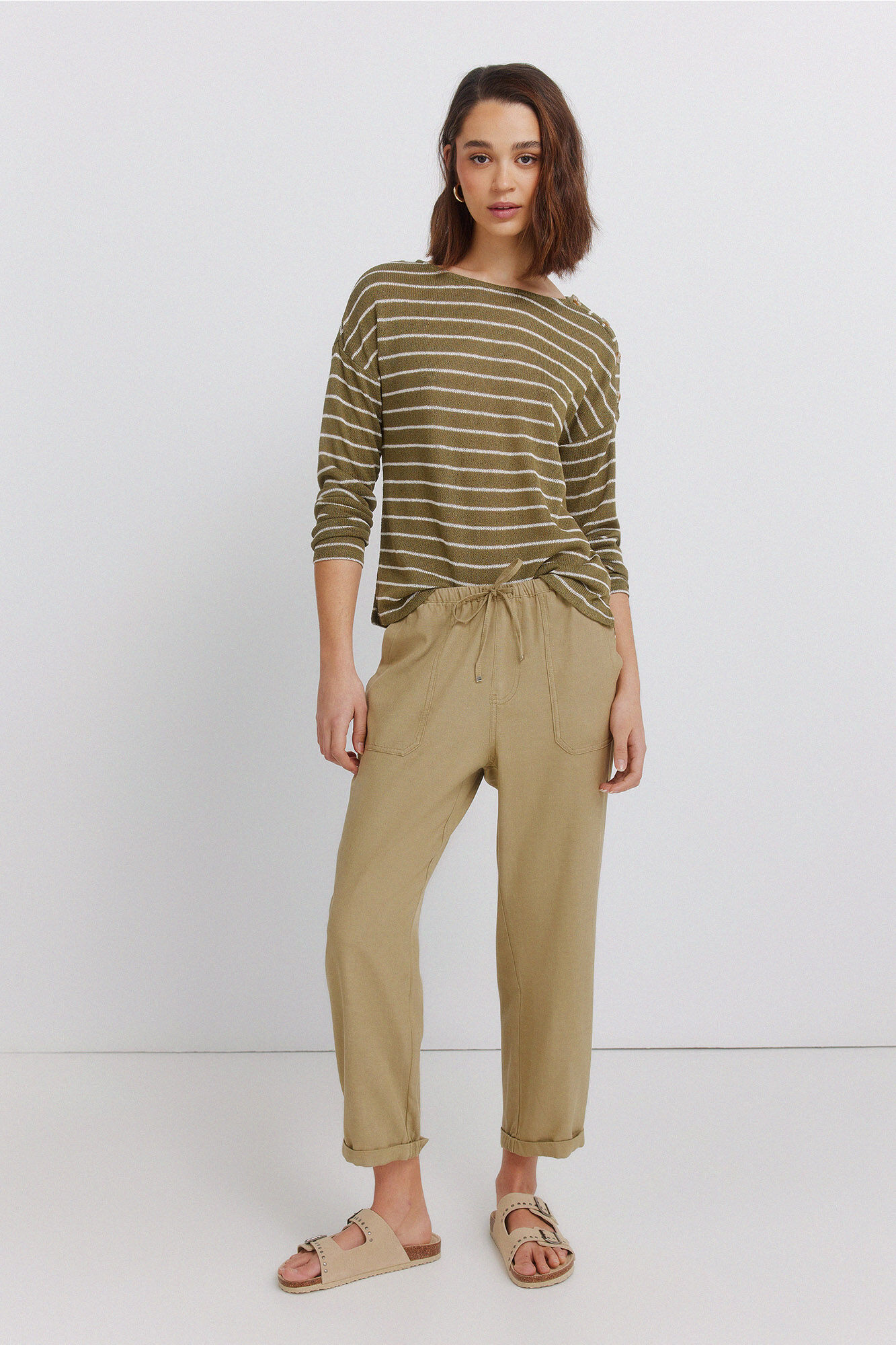 Springfield T-shirt de riscas com bot&otilde;es no ombro