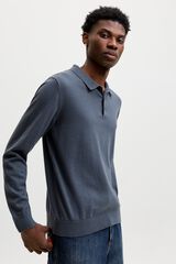 Jack & Jones Polo de malha 100% algod&atilde;o cinzento