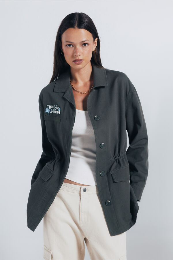 Springfield Overshirt militar com remendos bege