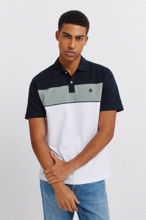 Springfield Polo piqu&eacute; bloco de cor slim fit branco