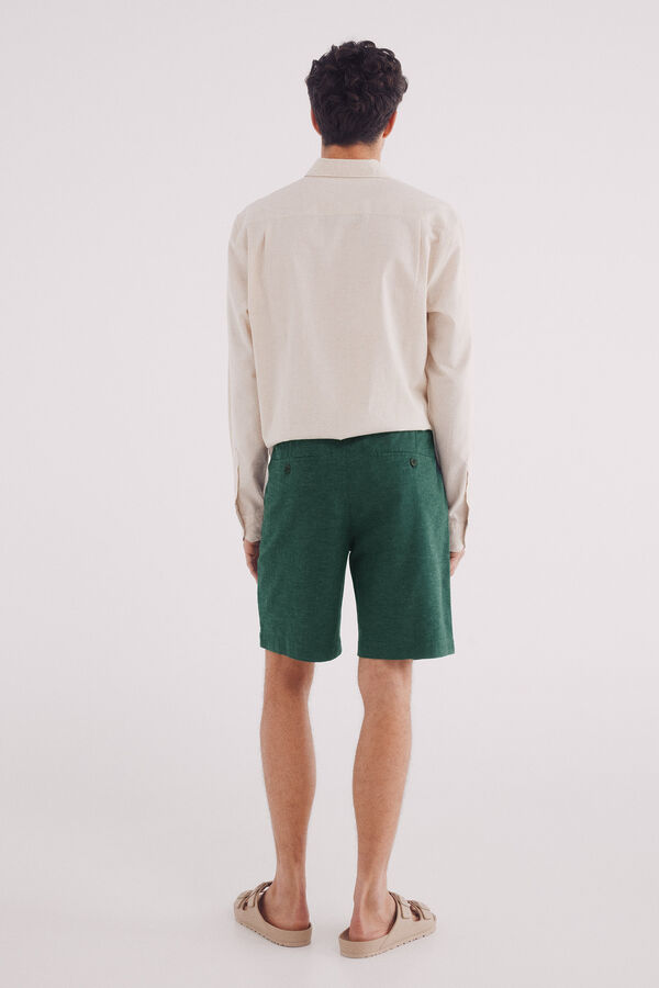 Springfield Bermudas de linho slim fit verde
