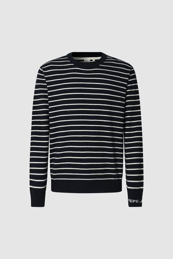 Pepe Jeans Su&eacute;ter de malha listrado de corte regular azul
