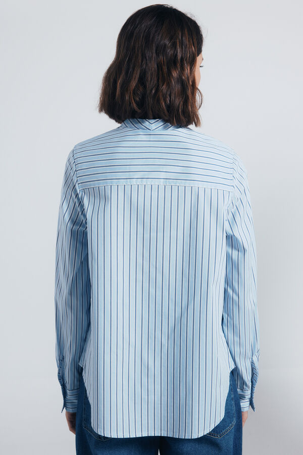 Springfield Blusa cuello lazo rayas azul