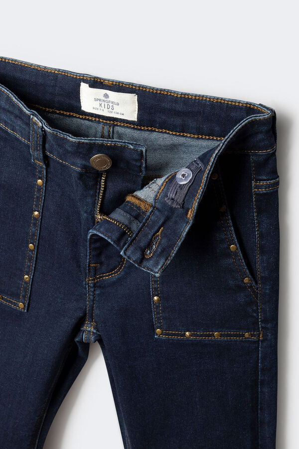 Springfield Kids Calça flare com tachas para meninas azul