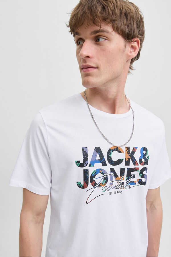 Jack & Jones Camiseta estampada regular fit branco