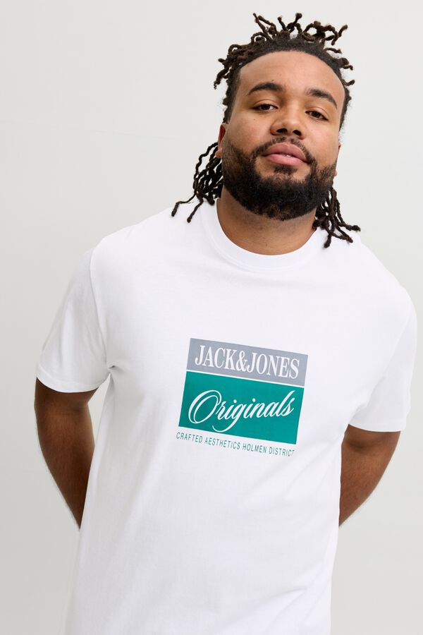 Jack & Jones PLUS T-shirt estampada de manga curta branco