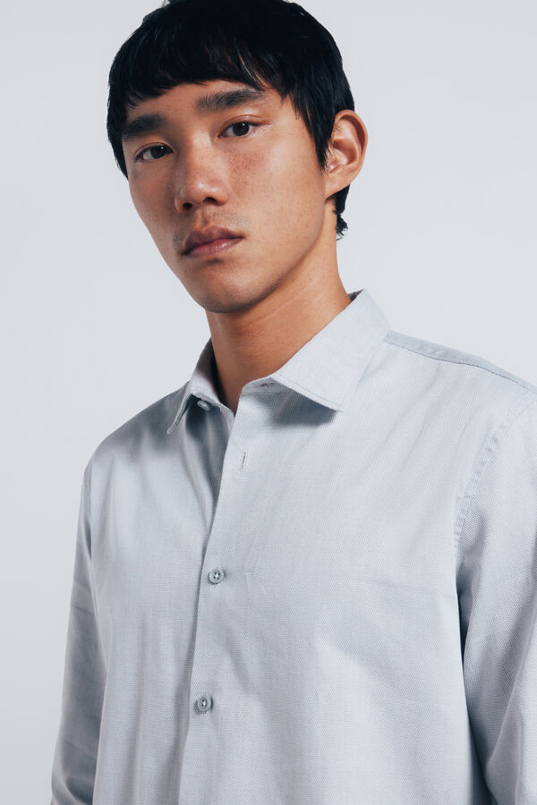 Springfield Camisa estruturada de fácil cuidado cinzento