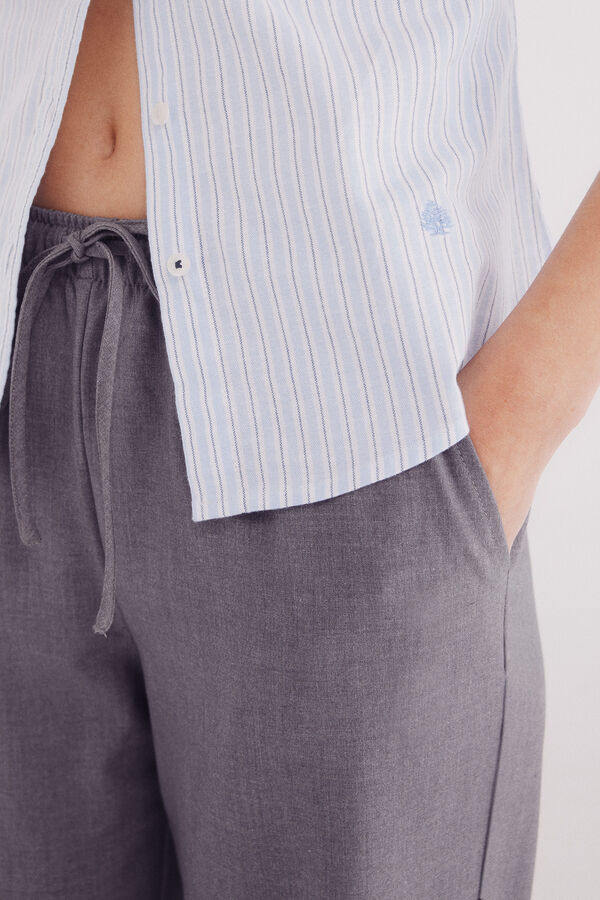 Springfield Camisa de algodão Oxford azul