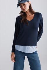 Springfield T-shirt b&aacute;sica bimaterial azul