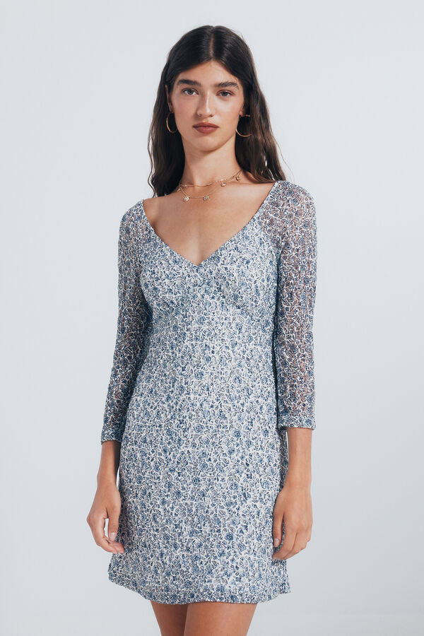 Springfield Vestido curto floral cru