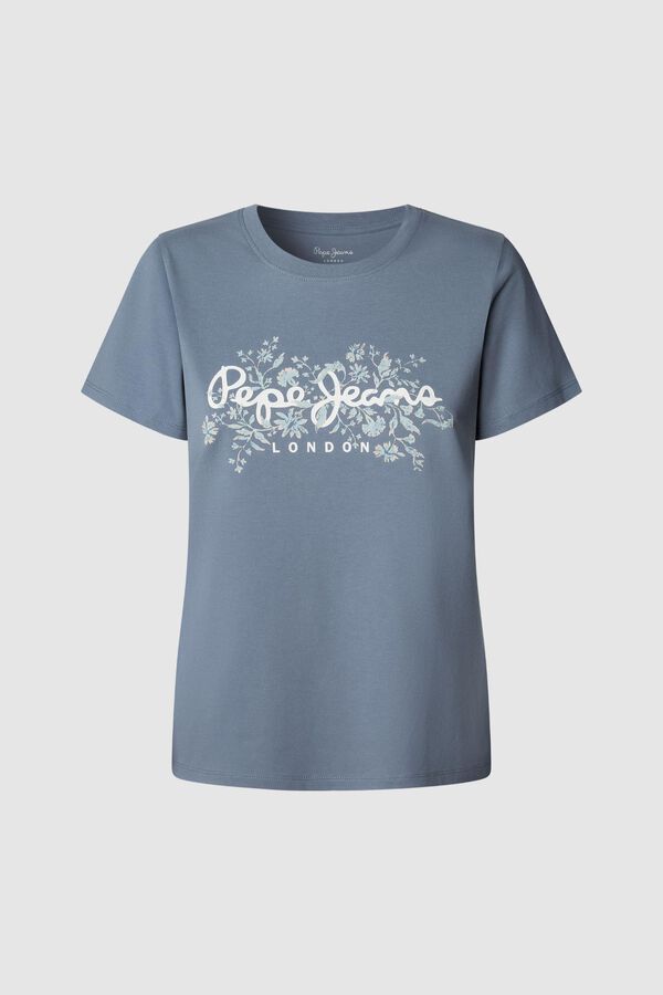 Pepe Jeans Camiseta Logo Floral Estampado azul