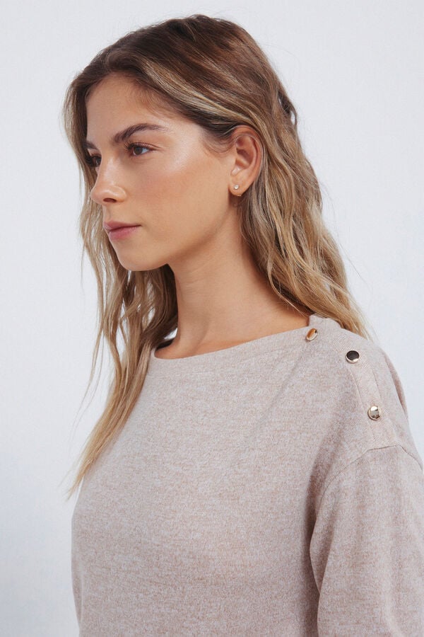 Springfield T-shirt combinada com botões nos ombros cru