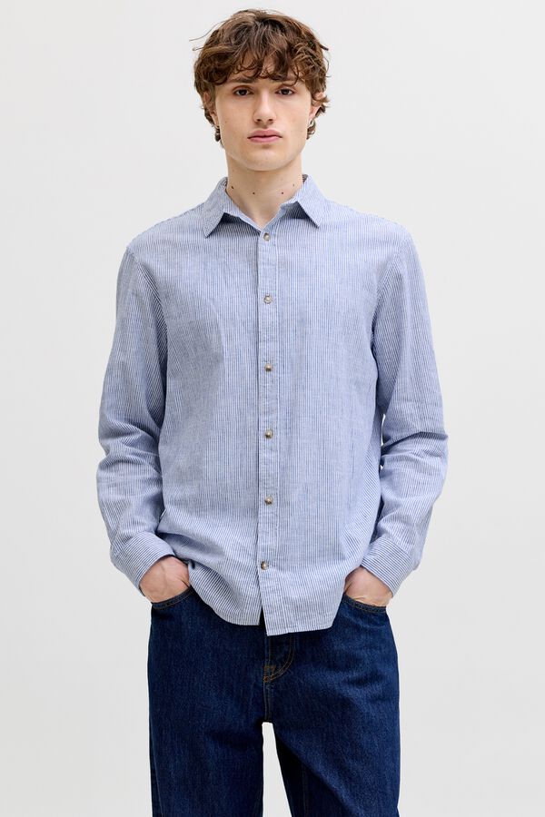 Jack & Jones Linen regular fit shirt blue