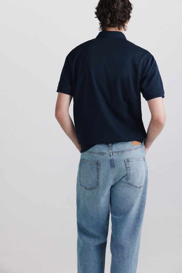 Springfield Polo em tecido t&eacute;cnico slim fit azul