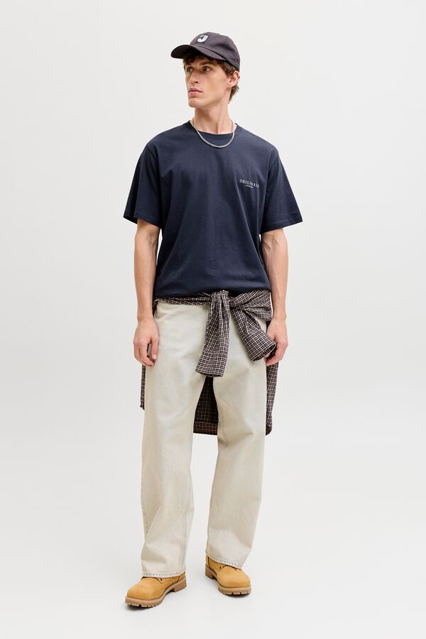 Jack & Jones T-shirt regular com estampado nas costas cinzento