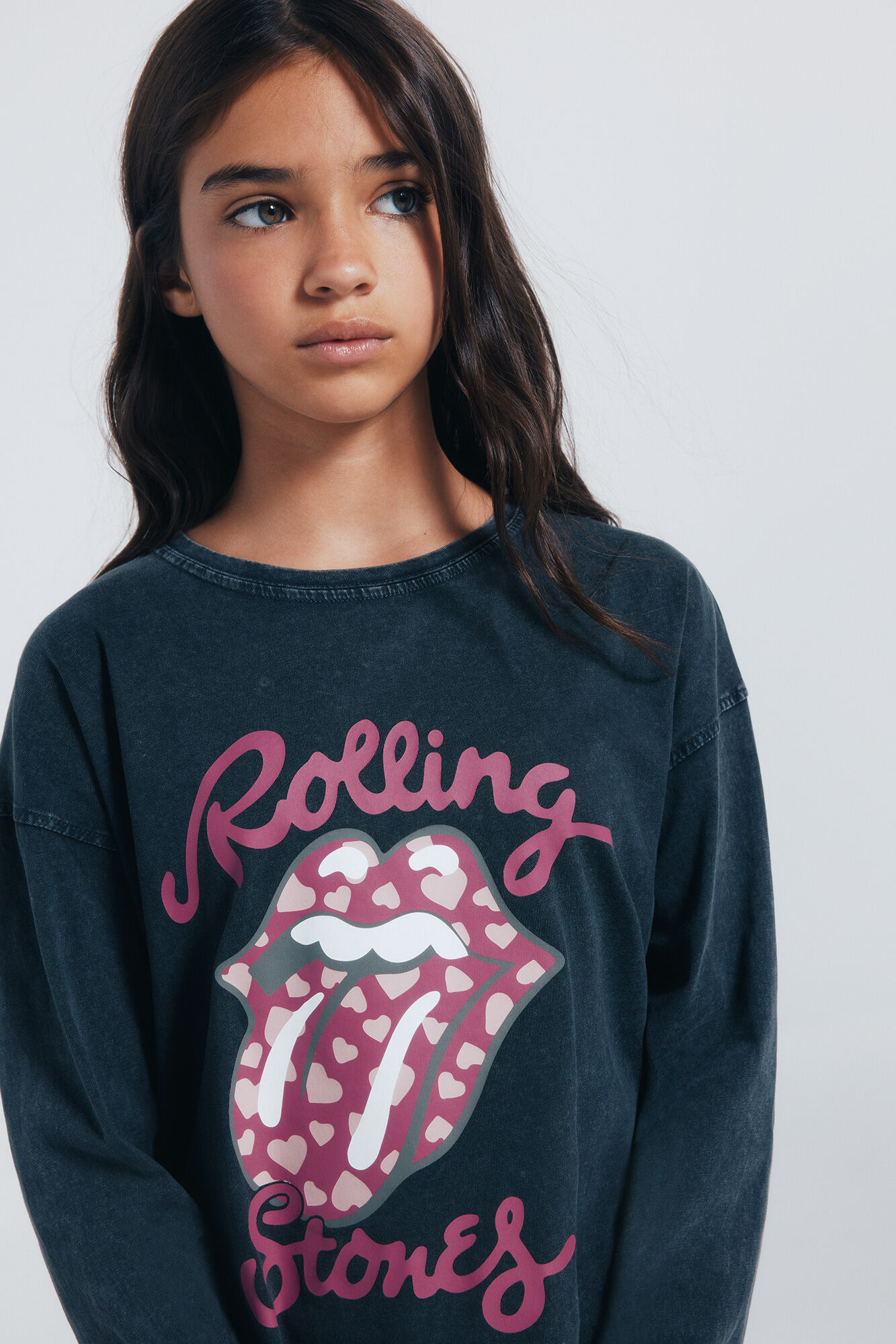 Springfield Kids Camiseta de manga manga comprida dos Rolling Stones para meninas.