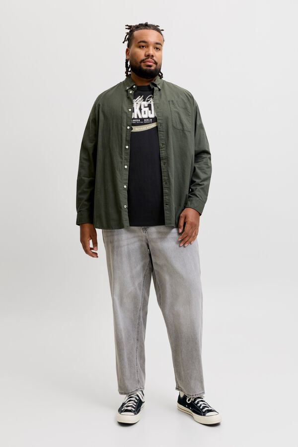Jack & Jones PLUS T-shirt de manga curta estampada preto