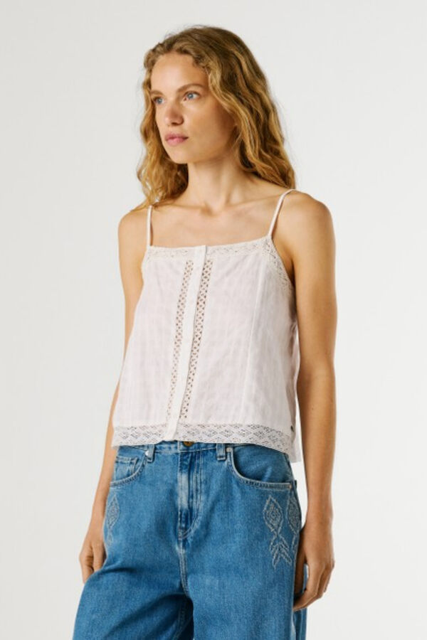 Pepe Jeans Top de al&ccedil;as ajust&aacute;vel branco