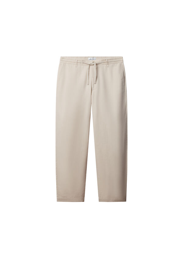 Springfield Cal&ccedil;as chino em linho comfort fit bege