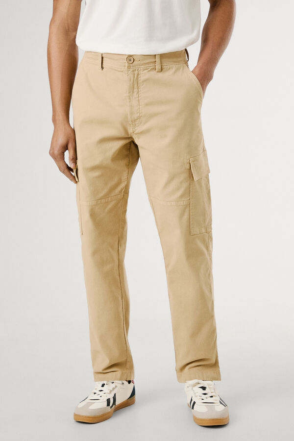 Pepe Jeans Calça cargo regular feita de tecido leve. camel