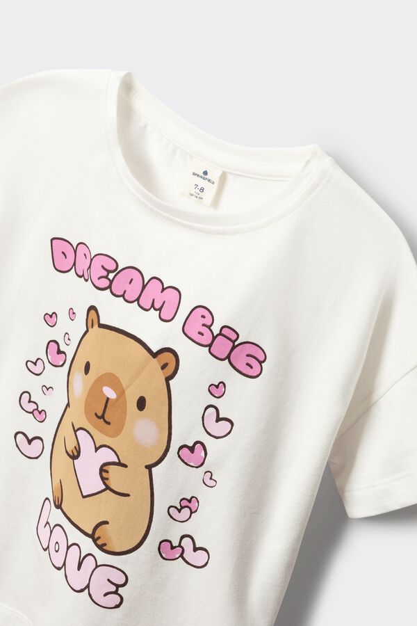 Springfield Kids T-shirt de manga curta capivara menina bege