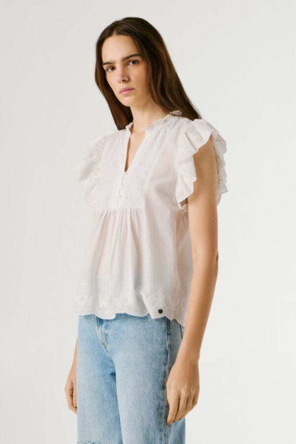 Pepe Jeans Camisa manga borboleta bege