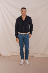 Celopman Camisa micro veludo azul