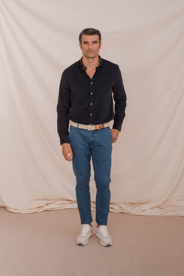Celopman Camisa micro veludo azul