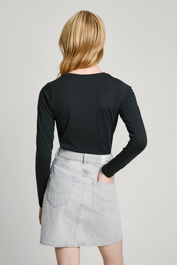 Pepe Jeans  Camiseta básica manga larga logo frontal negro