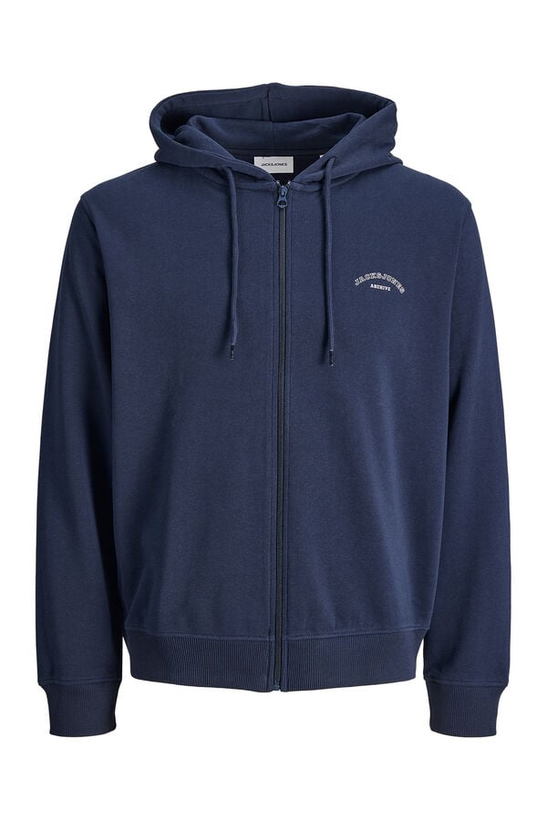 Jack & Jones PLUS Sweatshirt b&aacute;sica com fecho-&eacute;clair azul