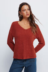 Springfield T-shirt chenille com decote em renda vermelho