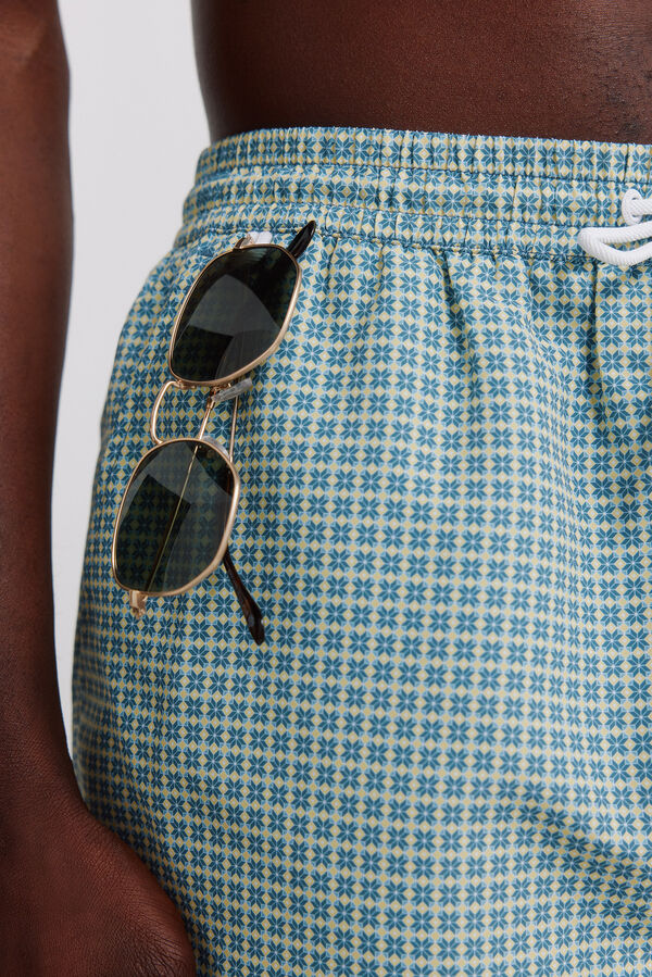 Springfield Fato de banho estampado geom&eacute;trico bolso fecho-&eacute;clair azul