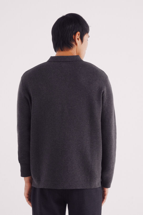Springfield Camisola gola polo com botões cinzento