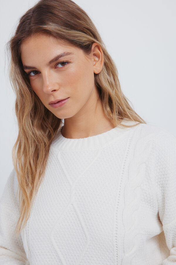 Springfield Camisola de malha trançada em chenille vison