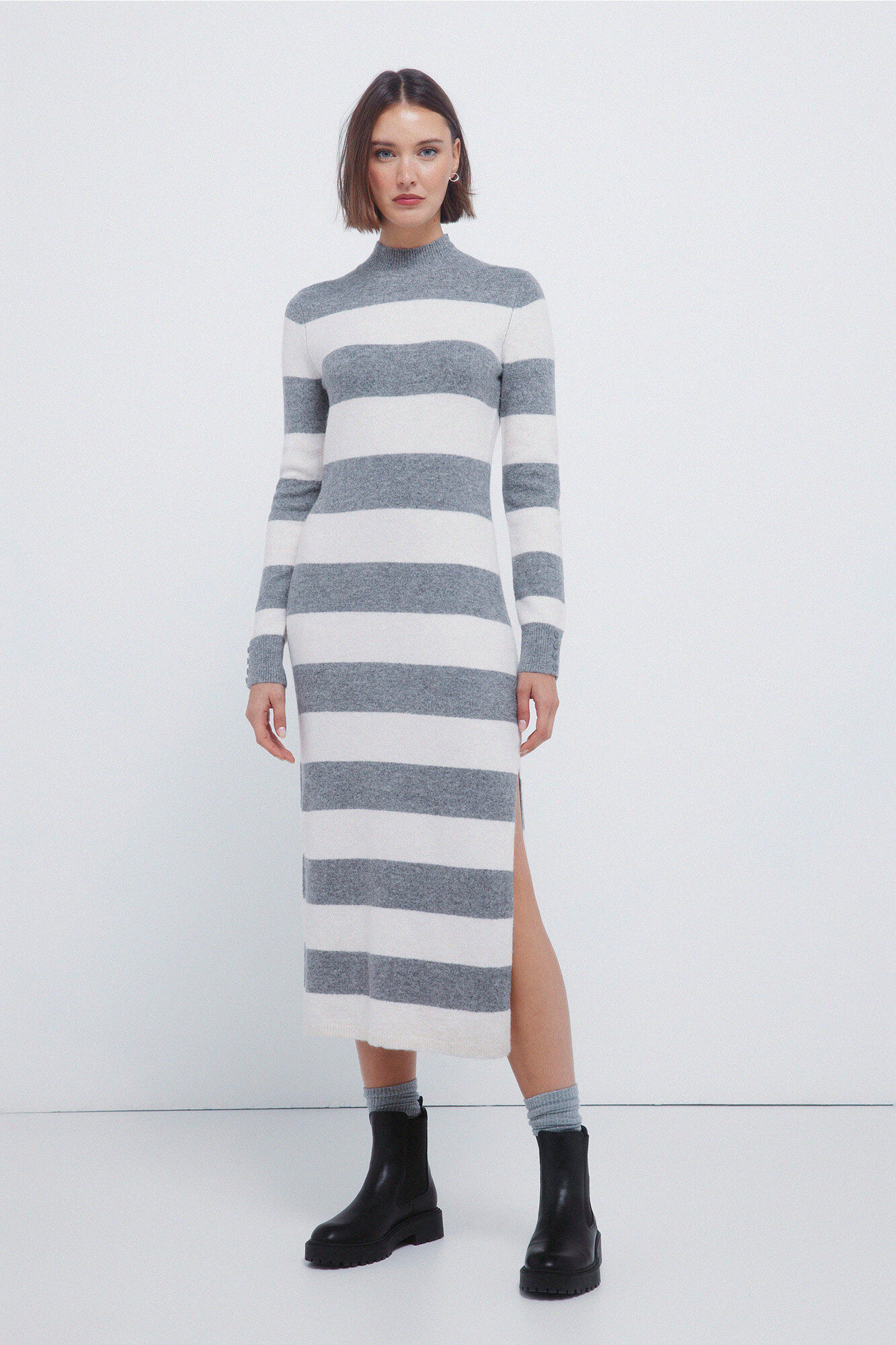 Springfield Vestido midi de malha riscas Kodak